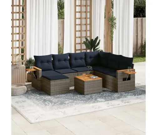 Sofos Komplektas Su Pagalvėlėmis, 8 Dalių, Pilkas, Poliratanas