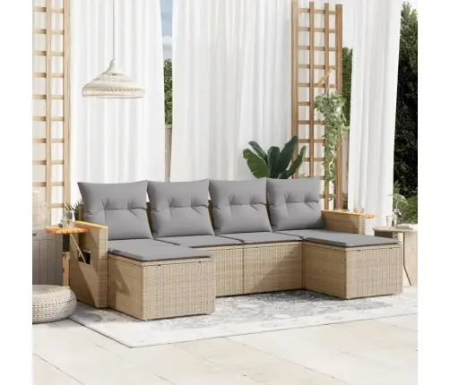 Sofos Komplektas Su Pagalvėlėmis, 6 Dalių, Smėlio, Poliratanas