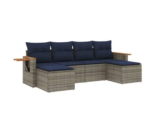 6-Daļīgs Dārza Dīvāna Komplekts Ar Matračiem Pelēka Rotangpalma Vidaxl