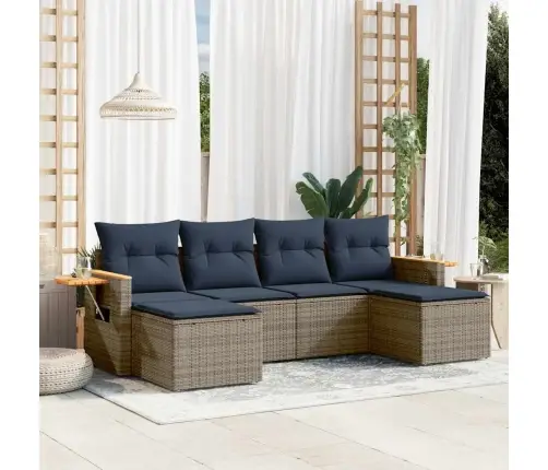 6-Daļīgs Dārza Dīvāna Komplekts Ar Matračiem Pelēka Rotangpalma Vidaxl