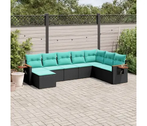 8-Daļīgs Dārza Dīvāna Komplekts, Matrači, Melna Pe Rotangpalma Vidaxl