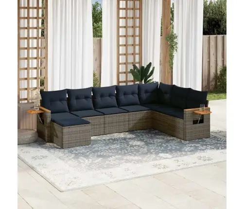 Sofos Komplektas Su Pagalvėlėmis, 8 Dalių, Pilkas, Poliratanas