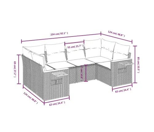 6-Osaline Aiadiivani Komplekt Patjadega, Must, Polürotang