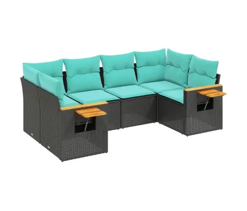 6-Daļīgs Dārza Dīvāna Komplekts, Matrači, Melna Pe Rotanpalma Vidaxl