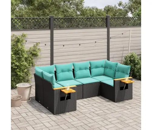 6-Daļīgs Dārza Dīvāna Komplekts, Matrači, Melna Pe Rotanpalma Vidaxl