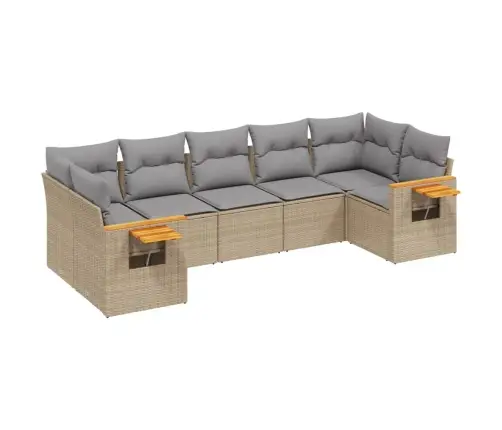 Sofos Komplektas Su Pagalvėlėmis, 7 Dalių, Smėlio, Poliratanas