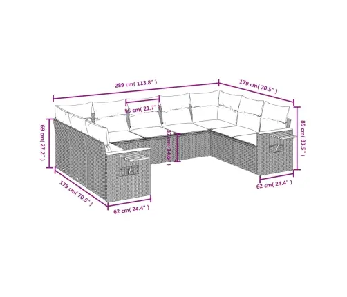 9-Osaline Aiadiivani Komplekt Patjadega, Must, Polürotang