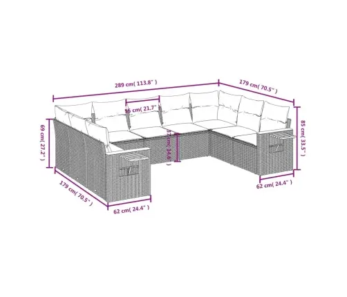 9-Osaline Aiadiivani Komplekt Patjadega, Beež, Polürotang