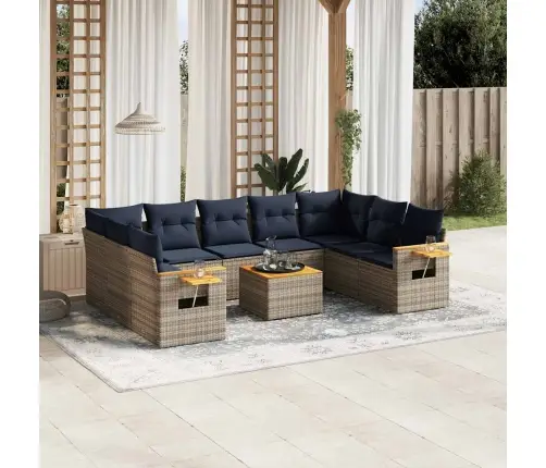 Sofos Komplektas Su Pagalvėlėmis, 10 Dalių, Pilkas, Poliratanas