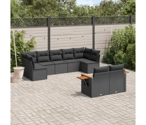 9-Daļīgs Dārza Dīvāna Komplekts, Matrači, Melna Pe Rotangpalma Vidaxl