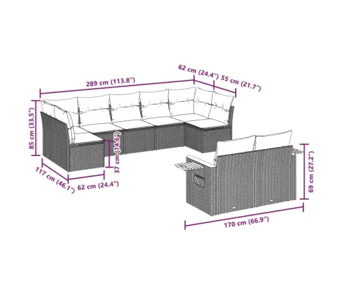 Sodo Komplektas Su Pagalvėlėmis, 9 Dalių, Juodas, Poliratanas