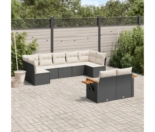 Sodo Komplektas Su Pagalvėlėmis, 9 Dalių, Juodas, Poliratanas