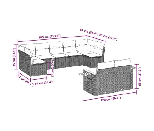 9-Osaline Aiadiivani Komplekt Patjadega, Must, Polürotang