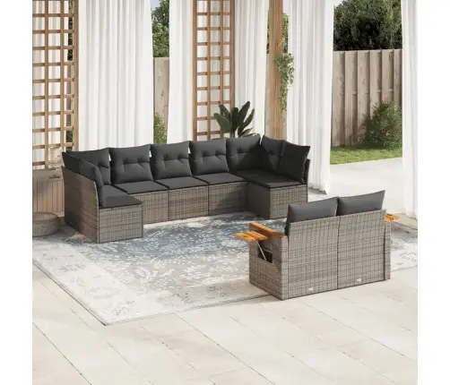 Sofos Komplektas Su Pagalvėlėmis, 9 Dalių, Pilkas, Poliratanas