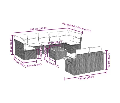 Sodo Komplektas Su Pagalvėlėmis, 10 Dalių, Juodas, Poliratanas