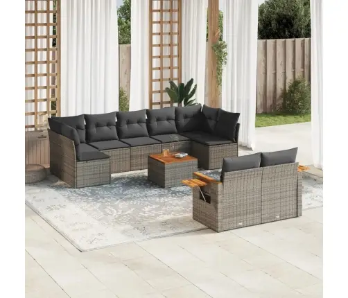 Sodo Komplektas Su Pagalvėlėmis, 10 Dalių, Pilkas, Poliratanas