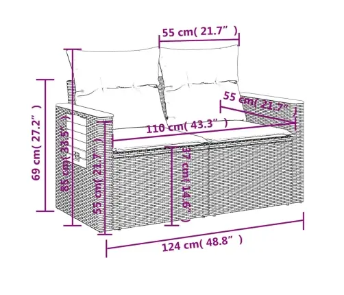 10Daļīgs Dārza Dīvāna Komplekts Ar Matračiem Pelēka Rotangpalma Vidaxl