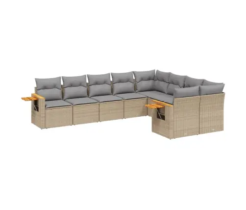 Sodo Komplektas Su Pagalvėlėmis, 9 Dalių, Smėlio, Poliratanas