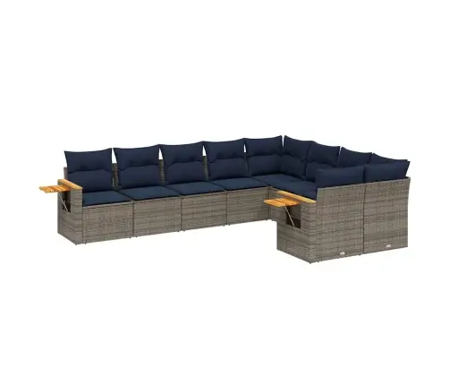 Sofos Komplektas Su Pagalvėlėmis, 9 Dalių, Pilkas, Poliratanas