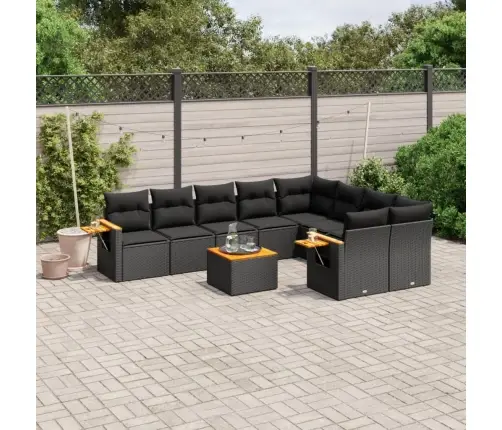 Sodo Komplektas Su Pagalvėlėmis, 10 Dalių, Juodas, Poliratanas