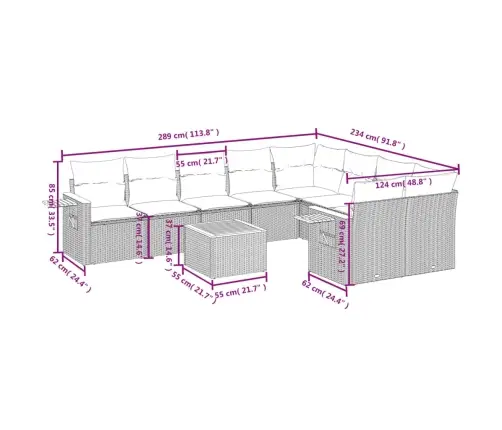 10-Daļīgs Dārza Dīvāna Komplekts Ar Matračiem Melna Rotangpalma Vidaxl