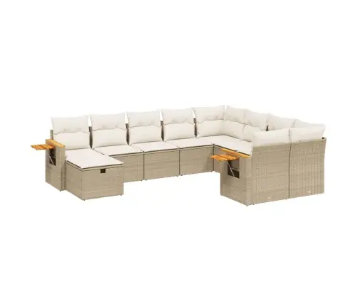 10-Daļīgs Dārza Dīvāna Komplekts, Matrači, Bēša Pe Rotangpalma Vidaxl 10-Daļīgs Dārza Dīvāna Komplekts, Matrači, Bēša Pe Rotangpalma Vidaxl