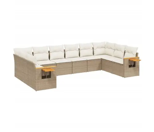 Sofos Komplektas Su Pagalvėlėmis, 10 Dalių, Smėlio, Poliratanas