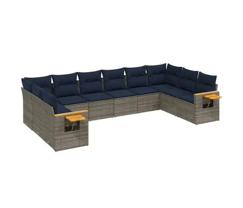 Sofos Komplektas Su Pagalvėlėmis, 10 Dalių, Pilkas, Poliratanas