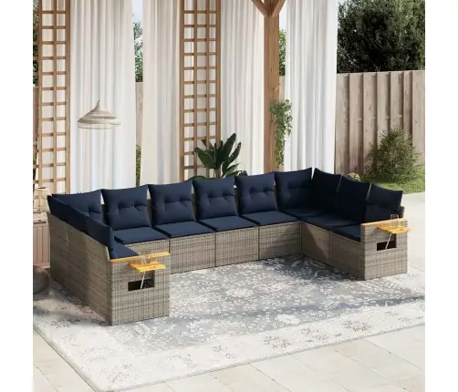 Sofos Komplektas Su Pagalvėlėmis, 10 Dalių, Pilkas, Poliratanas