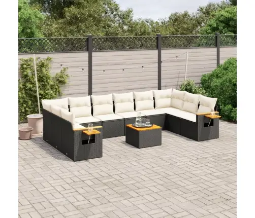 11-Daļīgs Dārza Dīvāna Komplekts, Matrači, Melna Pe Rotangpalma Vidaxl