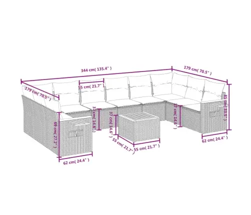 Sodo Komplektas Su Pagalvėlėmis, 11 Dalių, Juodas, Poliratanas