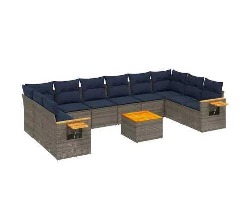 Sodo Komplektas Su Pagalvėlėmis, 11 Dalių, Pilkas, Poliratanas