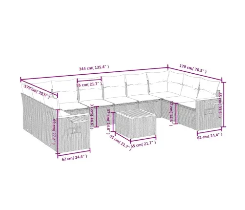 Sodo Komplektas Su Pagalvėlėmis, 11 Dalių, Pilkas, Poliratanas