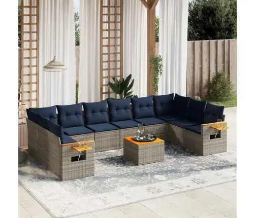 Sodo Komplektas Su Pagalvėlėmis, 11 Dalių, Pilkas, Poliratanas