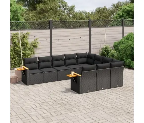 Sodo Komplektas Su Pagalvėlėmis, 10 Dalių, Juodas, Poliratanas