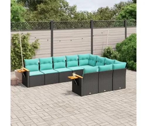 10-Daļīgs Dārza Dīvāna Komplekts, Matrači, Melna Pe Rotangpalma Vidaxl