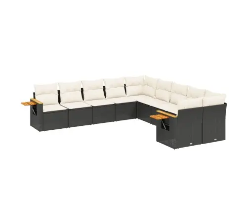 Sodo Komplektas Su Pagalvėlėmis, 10 Dalių, Juodas, Poliratanas