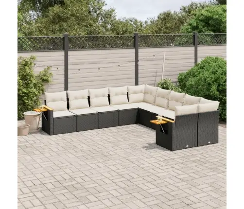 Sodo Komplektas Su Pagalvėlėmis, 10 Dalių, Juodas, Poliratanas