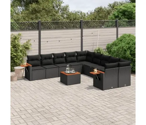 Sodo Komplektas Su Pagalvėlėmis, 11 Dalių, Juodas, Poliratanas