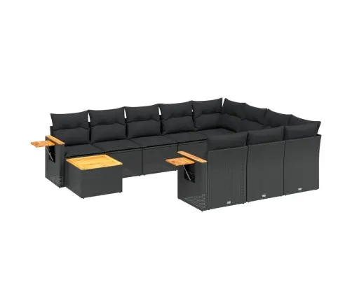 11-Daļīgs Dārza Dīvāna Komplekts, Matrači, Melna Pe Rotangpalma Vidaxl