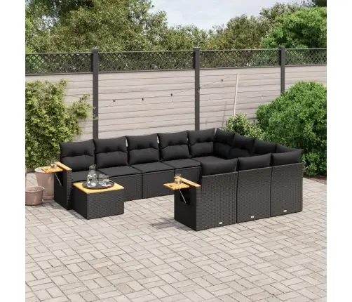 11-Daļīgs Dārza Dīvāna Komplekts, Matrači, Melna Pe Rotangpalma Vidaxl