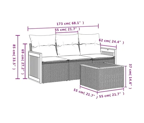 4-Osaline Aiadiivani Komplekt Patjadega, Must, Polürotang