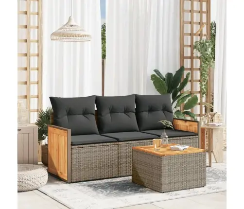 4-Daļīgs Dārza Dīvāna Komplekts Ar Matračiem, Pelēks Pe Pinums Vidaxl