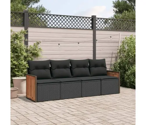 4-Osaline Aiadiivani Komplekt Patjadega, Must, Polürotang