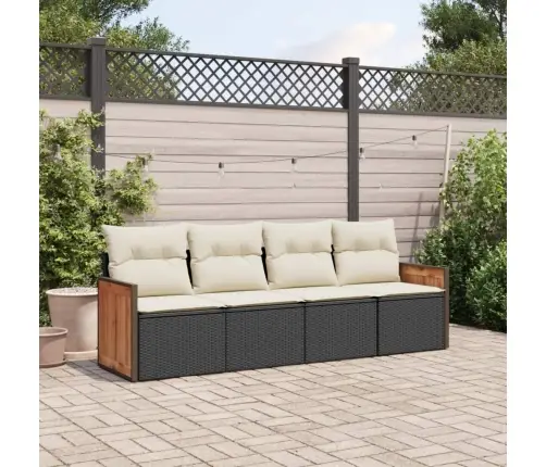 Sodo Komplektas Su Pagalvėlėmis, 4 Dalių, Juodas, Poliratanas