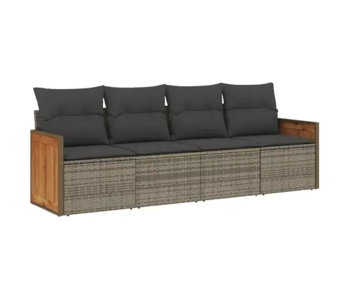 4-Osaline Aiamööbli Komplekt Patjadega, Hall, Polürotang