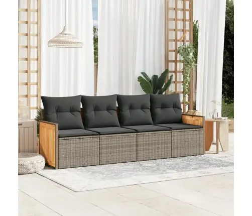 4-Osaline Aiamööbli Komplekt Patjadega, Hall, Polürotang