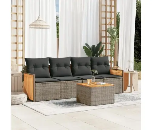 Sofos Komplektas Su Pagalvėlėmis, 5 Dalių, Pilkas, Poliratanas