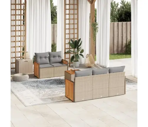 Sofos Komplektas Su Pagalvėlėmis, 6 Dalių, Smėlio, Poliratanas