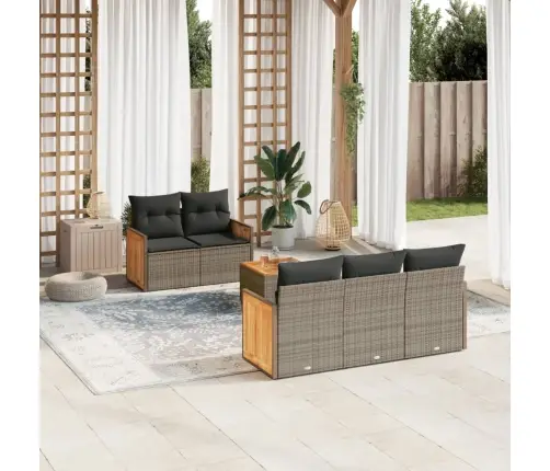 Sofos Komplektas Su Pagalvėlėmis, 6 Dalių, Pilkas, Poliratanas